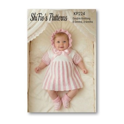 Strickanleitung für Babykleid, 2 Größen, 0-3 Monate & 3-6 Monate, KP224