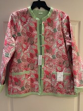 Appleseeds Quilted Reversible Floral Lightweight Jacket Sz L Mixed Print Pockets
