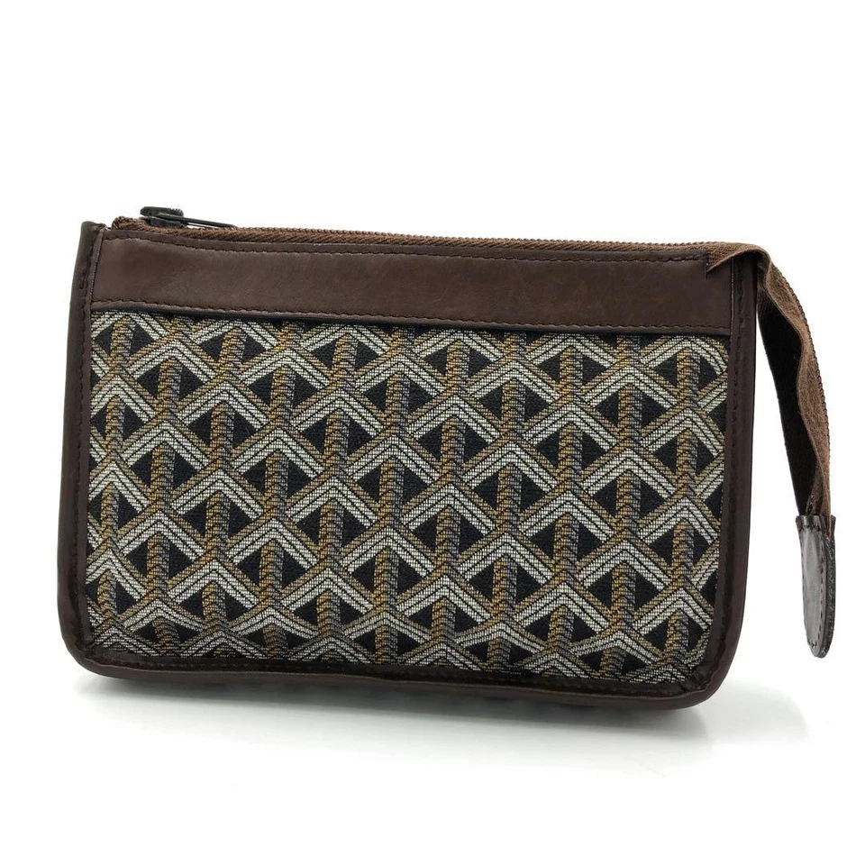 Auténtico bolso de mano Goyard segundo bolso de cuero lona espiga 7,8 x 5,1 pulgadas Foto 2 de 4