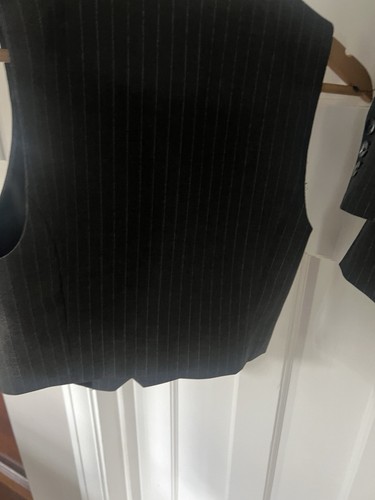 ZARA Oversized Pinstripe Blazer Dark Grey & matching waistcoat fitted Size XS - Picture 7 of 11