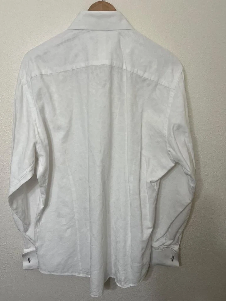 BANANA REPUBLIC FRENCH CUFF TUXEDO/DRESS SHIRT PATTERNED WHITE MEN 16/16.5 LARGE - Image 2 of 4