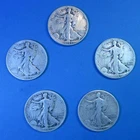 1941-1945 Liberty Walking Half Dollars - Lot of 5 Coins (90% Silver, Circulated)
