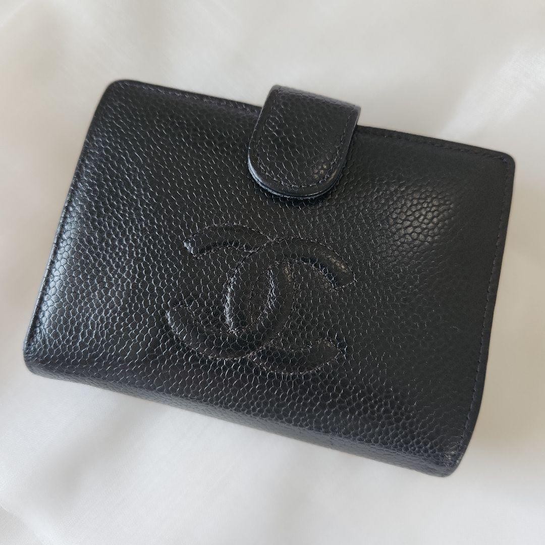 The CC Mark is cute  CHANEL Black Bi fold Wallet NG315947