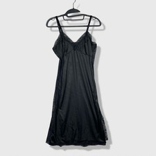 Movie Star Slip Dress Womens 34 Black Lace Trim Vintage Lingerie Nightie