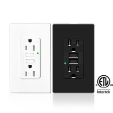 15A GFCI Outlet Receptacle Tamper Resistant Weather Resistant White Black Socket