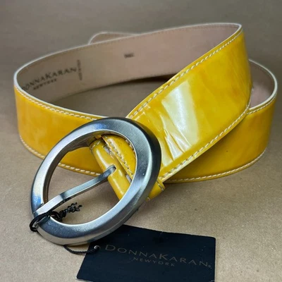 Patent Leather Wide Yellow Belts for Women for sale | eBay display picture 2