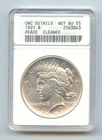 1921 High Relief Peace Dollar, Old Small White ANACS Holder, Unc Details