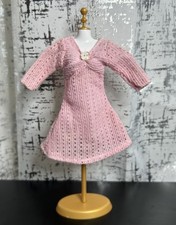 Handmade for ~Vintage Barbie~ Light Pink Crochet Sheer Dress OOAK
