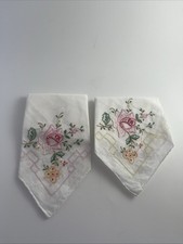 2 Hankys Embroidered Handkerchief New
