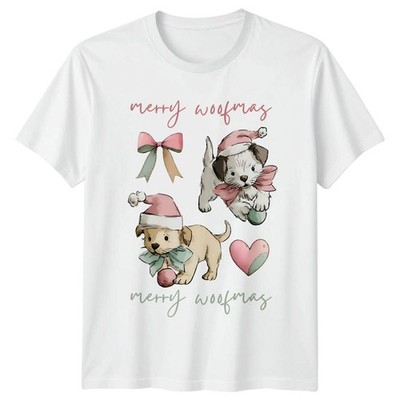 Merry Woofmas Welpen Weihnachten Hunde Tiere Herren T-Shirt Damen Tee Grafik