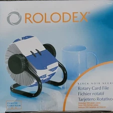 Rolodex Rotary Open Card File Organizer Large Black Business New in Box Vintage 