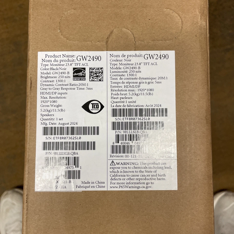 BenQ GW2490 24" FHD 1920x1080 100Hz 5ms LCD IPS Monitor - Image 2 of 2