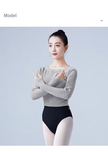 Damen Ballett Tops Pullover Tanz Crop Tops Mantel Strickpullover Langarm - Bild 17 von 28