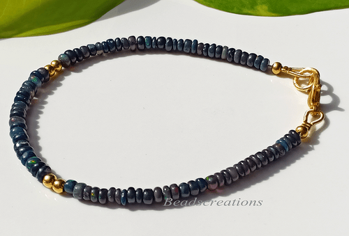 Bracciale Bole Oro Opale Nero Bracciale Argento Sterling 925 Regalo Per Lei - Foto 5 di 10