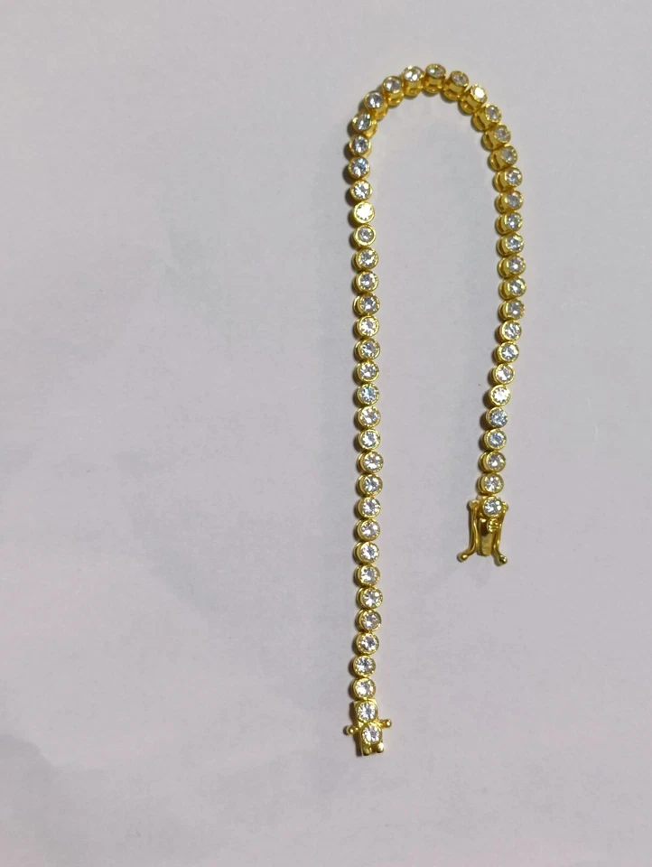 Set lunetta taglio tondo 6 ct bracciale tennis pietra creata in laboratorio f... - Immagine 3 di 4