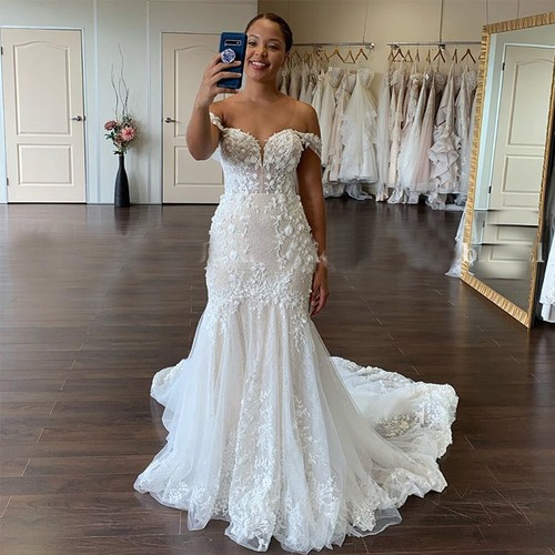 off shoulder lace mermaid dress