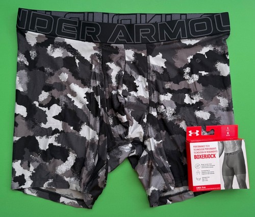 Under Armour Black Camo 6” Boxershorts Herren Large BoxerJock Performance Tech