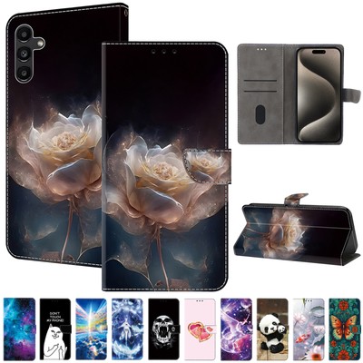 For Samsung A15 A25 A35 A14 A13 A53 A54 Magnetic Leather Wallet Pattern Case