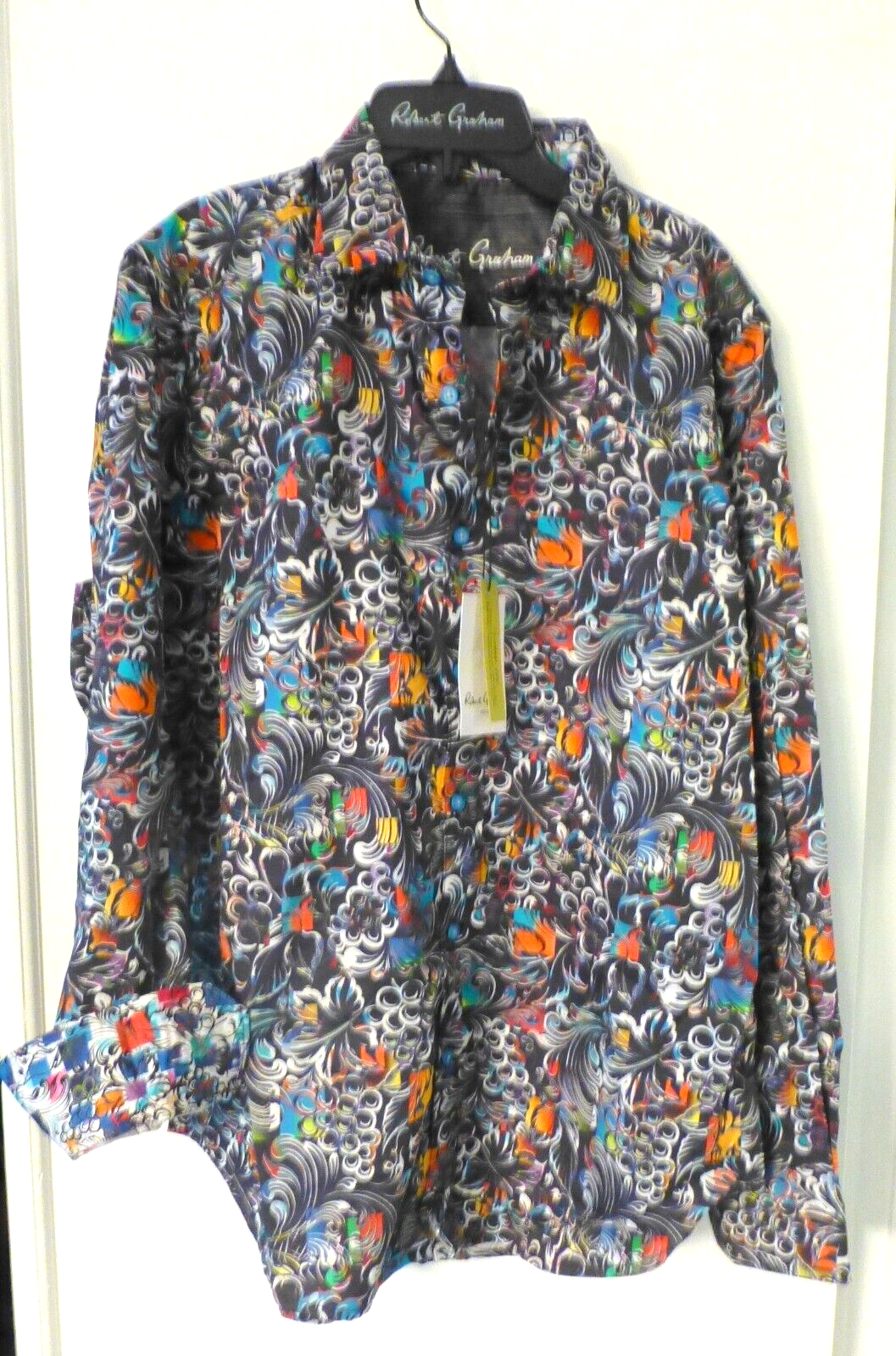 Robert Graham Shirt Men's Appellation Black Print Size Medium Long ...