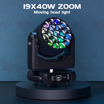 U`King 19x40W LED Moving Head Light ZOOM Wash Beam Stage Lighting DJ Effect RGBW