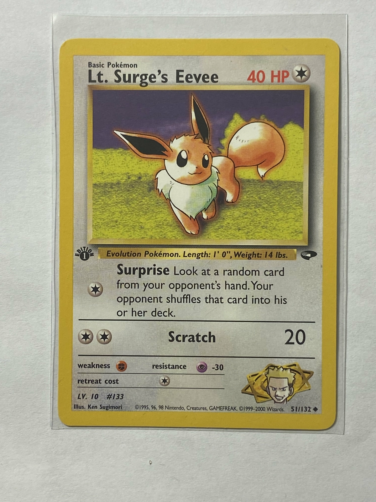 Lt. Surge's Eevee Near mint English  51/132  1st edition  Gym Challenge