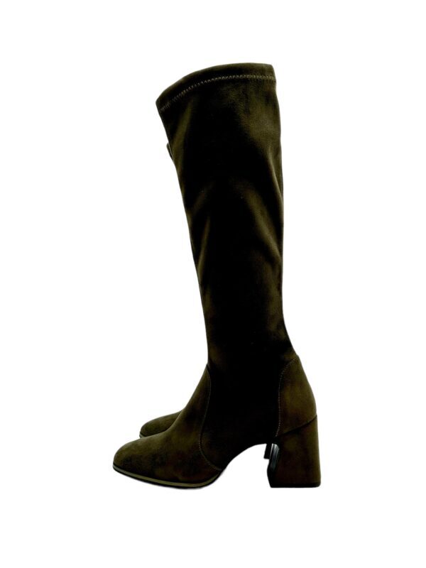 靴 BRUNO PREMI Boot Bruno Premi in Green Forest Suede, Side Zipper, H 7.5cm