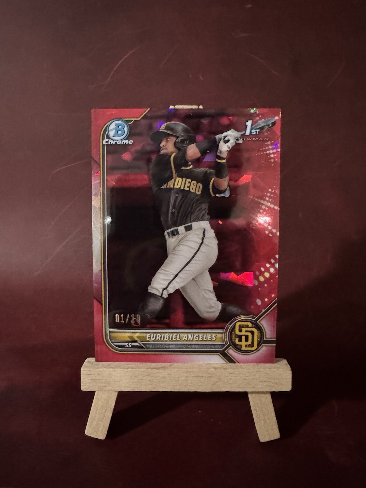 2022 Bowman Chrome 1st Euribiel Angeles Red Sapphire #’d 01/10 San Diego Padres