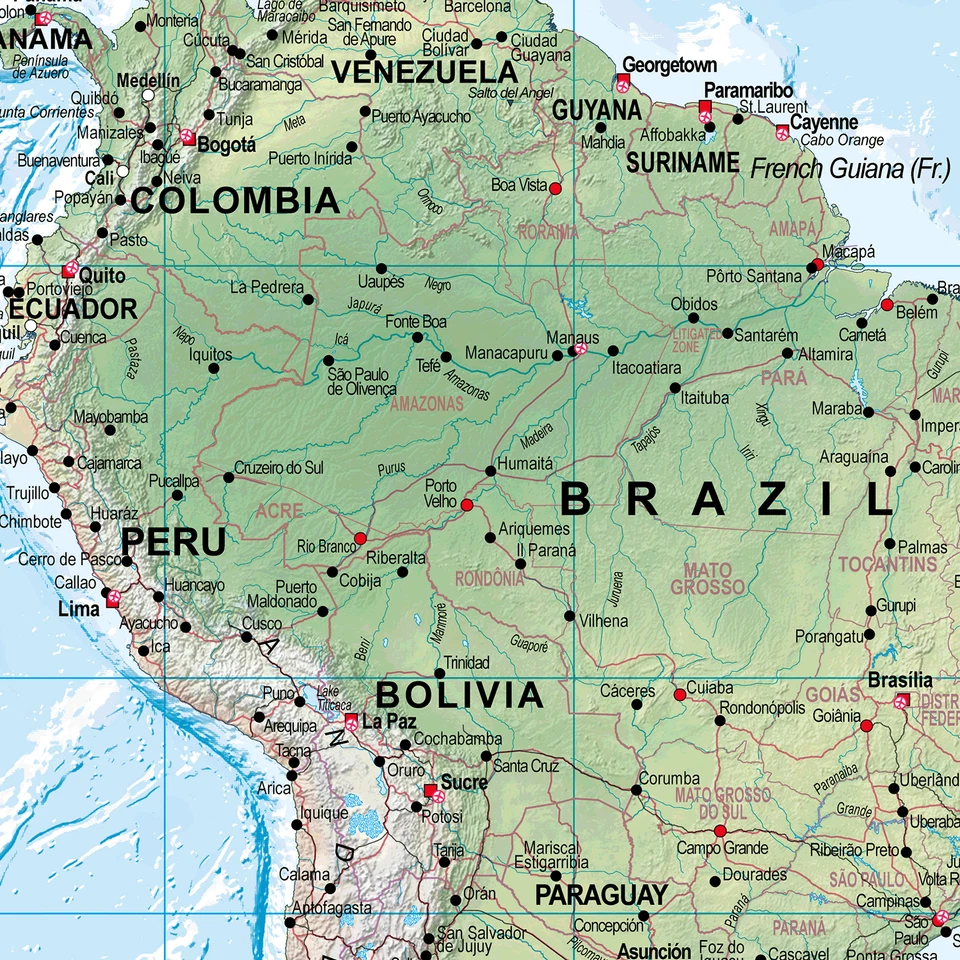 Large World Physical Wall Map 1:20m,  Detailed Map of Earths Physical Features - Image 4 of 4