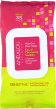 (PACK OF 3)ANDALOU Micellar One Step Facial Cleansing Swipes Sensitive, 35+12 pc