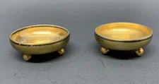 Vintage Gilded Porcelain Open Saltcellars Gold w/Black Pin Stripe 36.27G