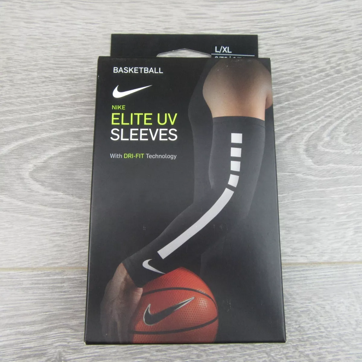 Nike Pro Elite UV Basketball Arm Sleeves Size L/XL Dri-Fit Black