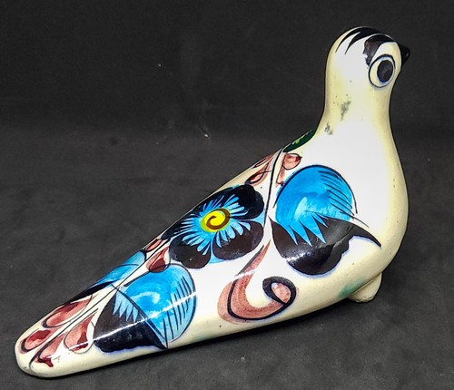 vintage tonala mexican pottery bird dove signed RS Folt Art Glased pottery - Picture 2 of 4