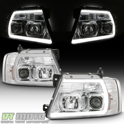 2004 2005 2006 2007 2008 Ford F150 LOBO LED Tube Projector Headlights Headlamps