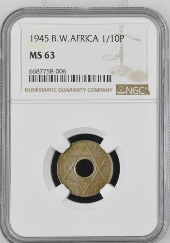 British West Africa 1/10 Penny 1945 NGC MS 63