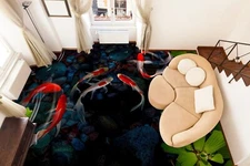 3D Red Goldfish K1527 Floor WallPaper Murals Wallpaper Mural Print Panda 2023