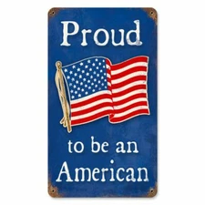PROUD TO BE AN AMERICAN PATRIOTIC USA FLAG 14" HEAVY DUTY USA MADE METAL SIGN