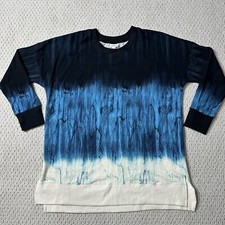 LuLaRoe L HANNAH Sweatshirt Black Blue White Tie Dye Ombre Relaxed Fit