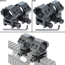 1 Pair 1''(25mm) High/Medium Profile Scope Rings for Picatinny/Weaver Rail Mount