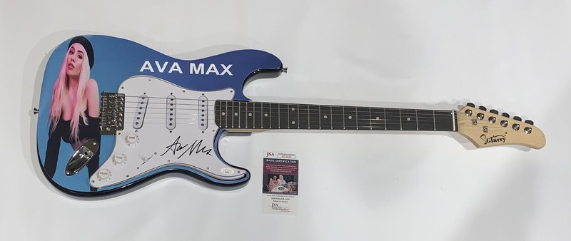 AVA MAX SIGNED CUSTOM ELECTRIC GUITAR KINGS & QUEENS PROOF JSA COA