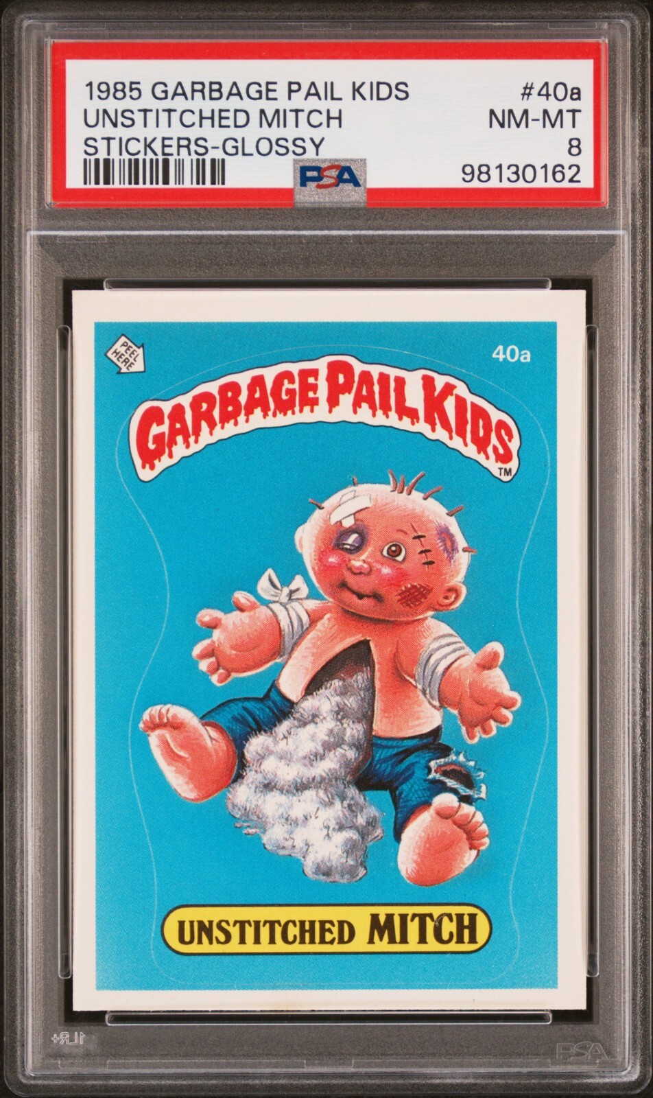 1985 Topps OS1 Garbage Pail Kids Series 1 Unstitched Mitch 40a Glossy PSA 8 NM-MT