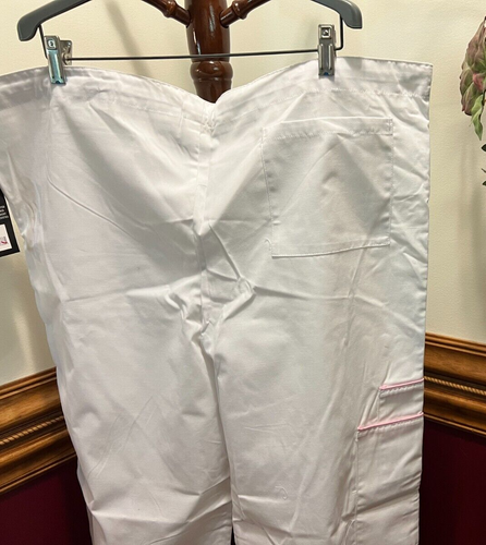 * Dudz Scrub 3-pkt drawstring-waist Scrub Pants White Pink T Vols Tennessee M - Picture 7 of 8