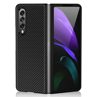 Für Samsung Galaxy Z Fold 4  - Etui Carbon Armor Case Hülle Tasche Handy SCHWARZ