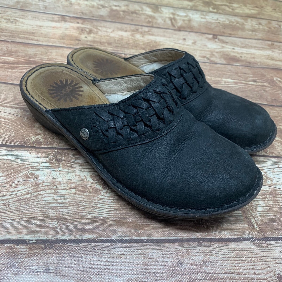 UGG Black Suede Shearling Slip-On Mules UGG Ansley Suede Shearling Slip-On Loafers | Neiman Marcus main image 2
