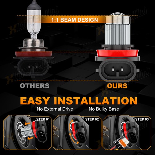 2x 6500K White H11 LED Fog/Driving Light Bulbs Lamps High Power Combo Kit - Picture 2 of 12