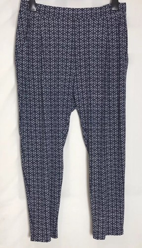 M\u0026S Navy Print Stretch Jersey Tapered 