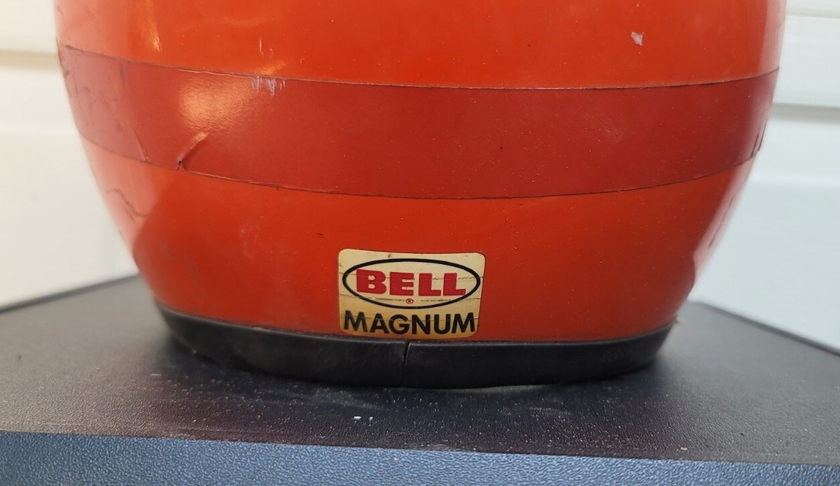 Vintage Bell Magnum Motorcycle Toptex Helmet Orange Original Box 7
