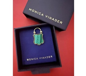 Authentic Last Monica Vinader Padlock Gold Plated Gemstone Shield Malachite Charm 💕💕