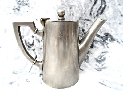 GERMAN MADE VINTAGE ZINN KAFFEEKANNE VON F.W &J FULL MAKER MARK 12,5cm HOCH SEHR GUTER ZUSTAND