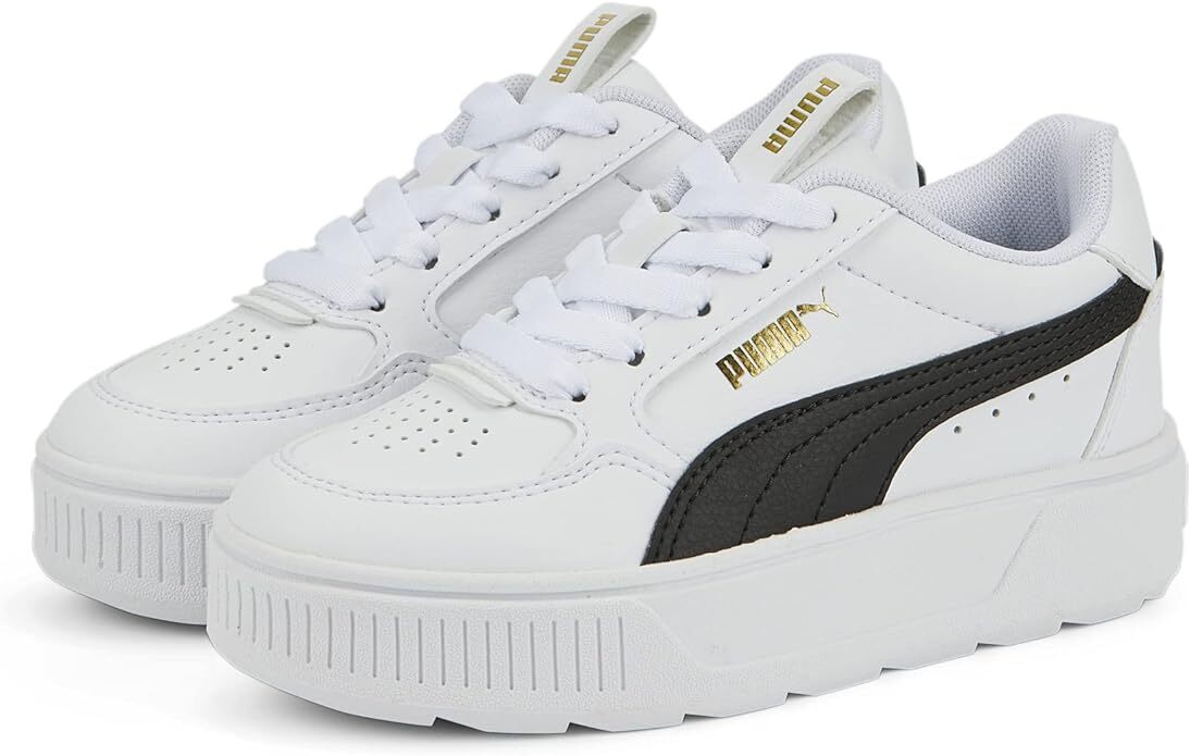 PUMA Girls Youth-Child Karmen Rebelle Sneaker Size 1 White/Black Leather Shoes PUMA Girls Youth-Child Karmen Rebelle Sneaker Size 1 White/Black Leather Shoes