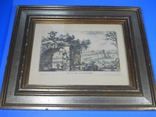 Giovani Battista Piranesi Circo di Caracalla incisione colorata stampa incisione 7,5x5